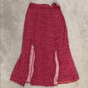 Red Floral Maxi Skirt